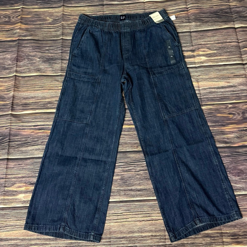 NWT GAP Mid Rise Easy Jeans Pull Up in Deep Blue
